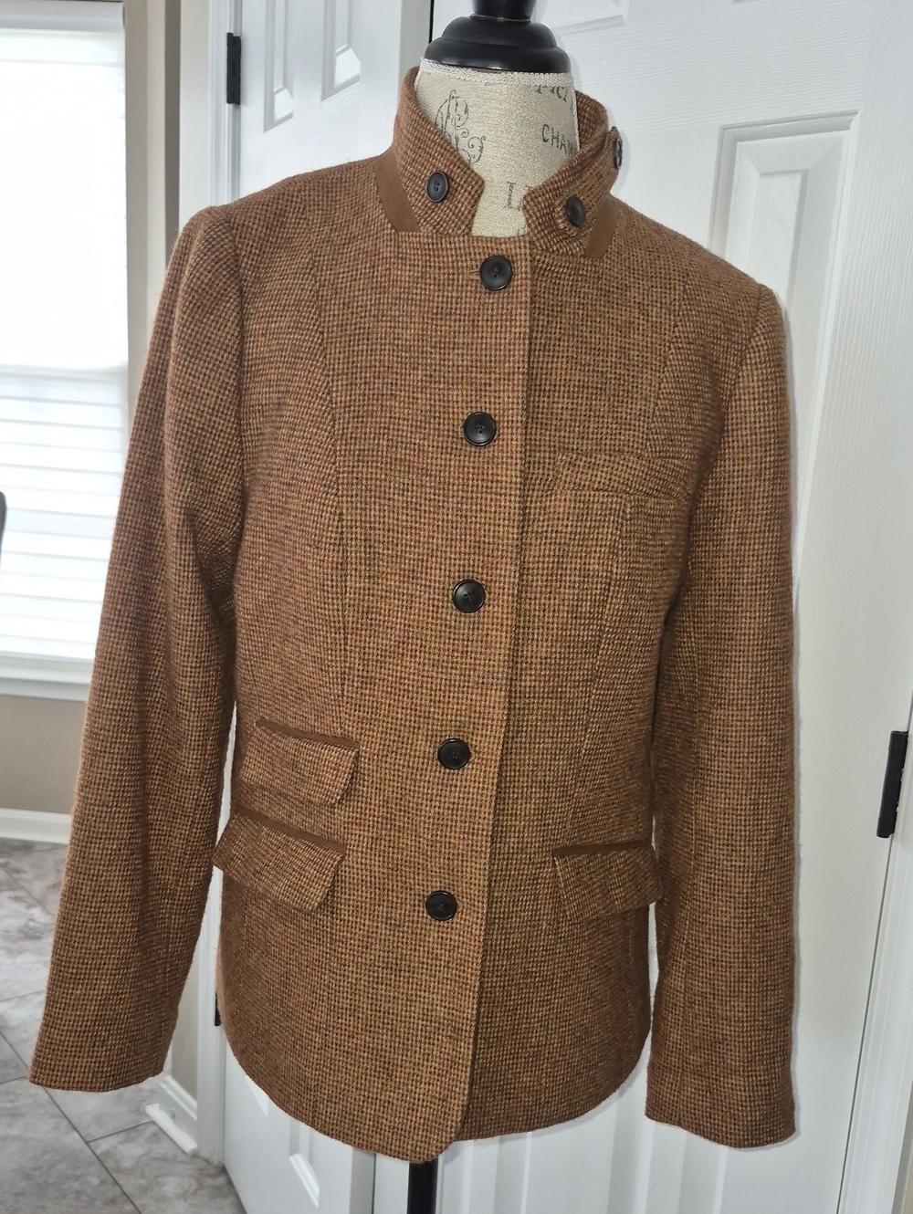 TALBOTS Nwot STRUCTURED WOOL MILITARY CUT SUEDE HIGH NECK BLAZER SZ10